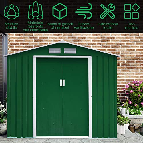 DREAMADE Gerätehaus Metall, Gartenhaus, Geräteschuppen, Metallschuppen 213x127x185 cm, Garten Schuppen inkl… – Bild 8