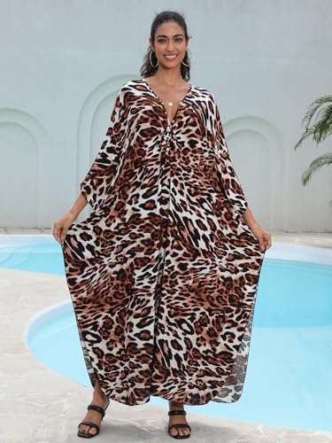 Image of KEYLORTING Plus Size Kaftan Dress Women, African Moo Moo Print Caftan, Batwing Dress, Beach Cover Up for Party and Loungewear