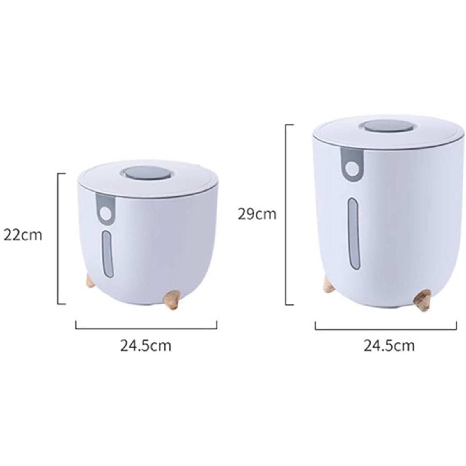 PIKETU Scatola di immagazzinaggio di cereali sigillata, repellente per insetti con secchio di riso da cucina, scatola di conservazione per alimenti domestici,Grigio,24.5 * 29cm