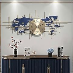 Modern Metal Large Wall Clock Silent Quartz Decorative 3 D Clock Creative World Map Living Room photo Modern Metal Large Wall Clock Silent Quartz Decorative 3 D Clock Creative World Map Living Room