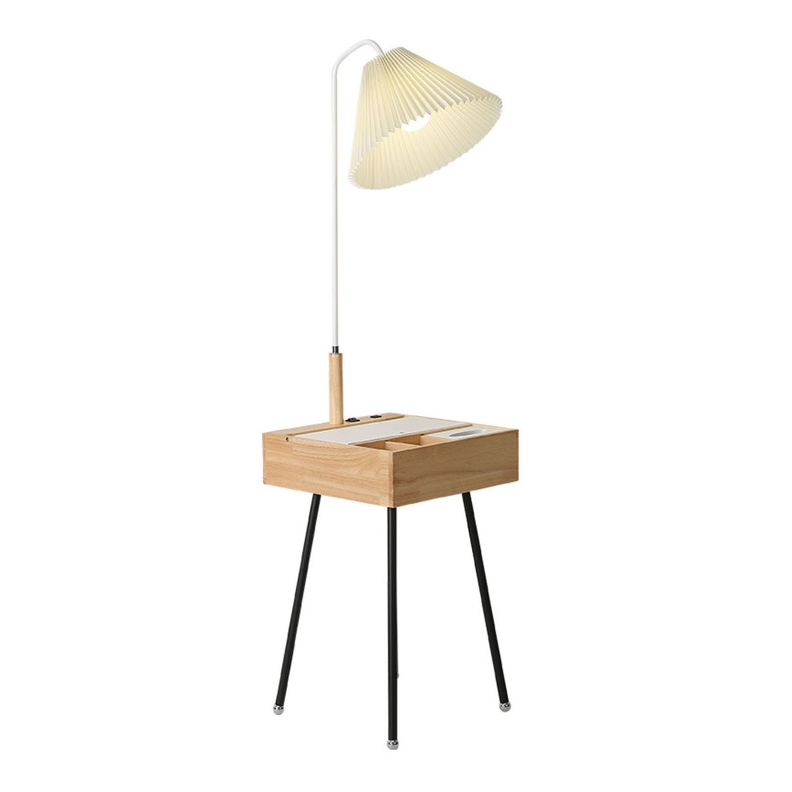 LJHFG63KUYT Standing Lamps Floor Lamp with Table, Side End with Attached, Narrow Nightstand with Drawer for Living Room, Bedroom Decorate(White)