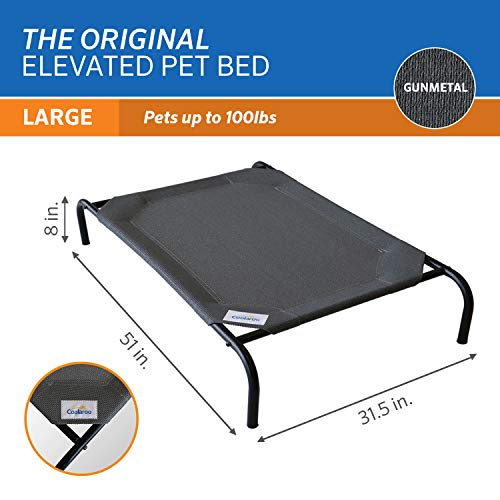 Image of Coolaroo Original Elevated Dog Bed - Breathable Off-The-Ground Pet Bed with Cooling Fabric, Joint Relief & Moisture-Resistant Fabric, 100% Recyclable, Easy Clean, Gunmetal, Large