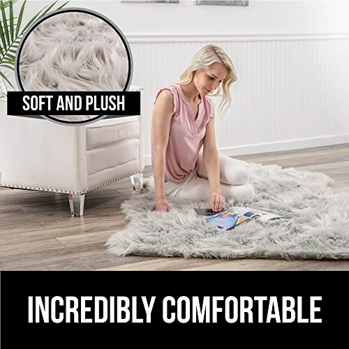 Gorilla Grip Fluffy Faux Fur Sheep Rug, Machine Washable Soft Furry Area Rugs, Rubber Backing, Plush Floor Carpets For Baby Nursery, Bedroom, Living Room Shag Carpet, Home Decor, 3X5, Dusty Rose #TOP7