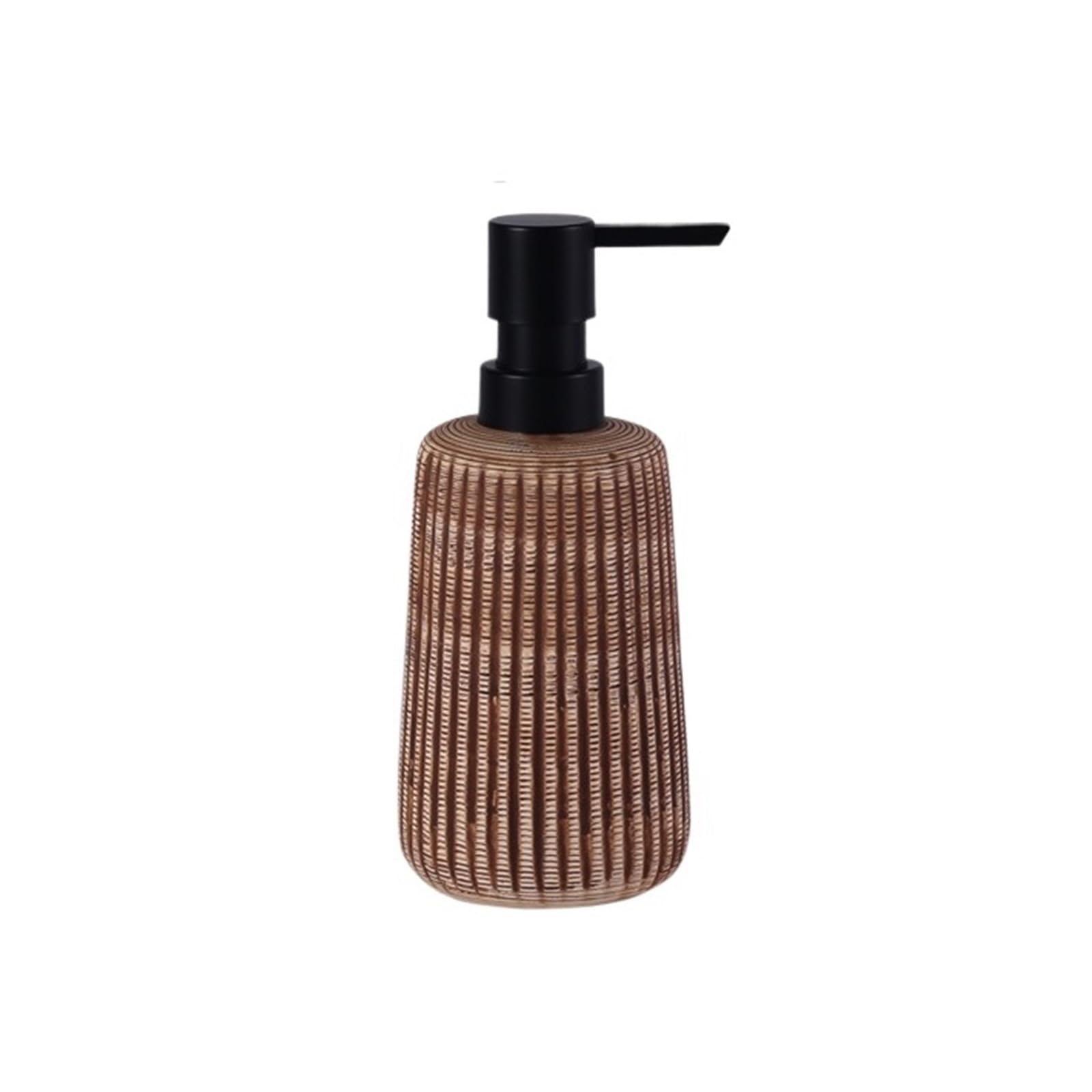 Soap Dispenser 400ml Countertop Striped Ceramic Soap Dispenser Kitchen Bathroom Lotion Pump Bottle(Bruin)