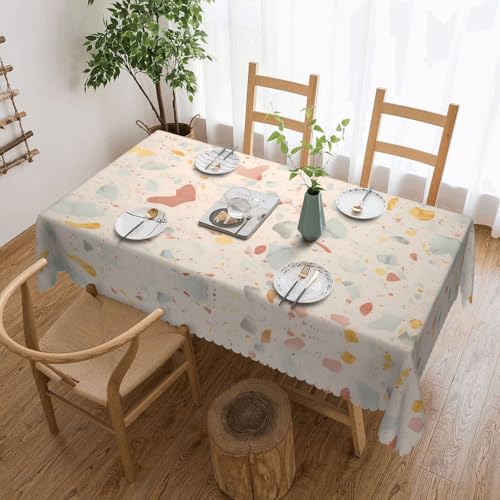 Nappe carrée Terrazzo en polyester lavable pour table rectangulaire