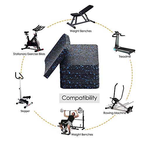 BestXD Treadmill Mat, Exercise Equipment Mat with High Density Rubber (3.94 X 3.94 X 0.5 inch) (6 PCS) - Thumbnail 6