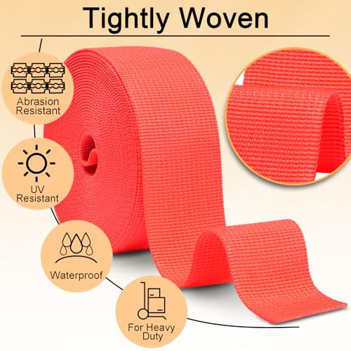 Image of CooBigo 12 Yards Webbing 1 inch & 1.5 inch & 2 inch Polypropylene Webbing Strap 1 Inch 1.5 Inch 2 Inch Wide Webbing Strapping for Bags /Lawn Chair /Pool Solar Cover DIY Crafting