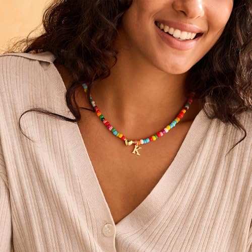 M MOOHAM Initial Necklace for Women Girls, Colorful Beaded Necklace, A-Z - image 7