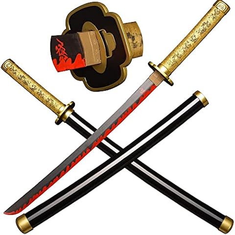 ZJIEX Demon Slayer Sword Wooden Anime Katana Sword Cosplay Tsugikuni Yoriichi Wooden Samurai Sword 30inch Prop Katana Knife Anime Lovers (Color : Bare Knife) Cover