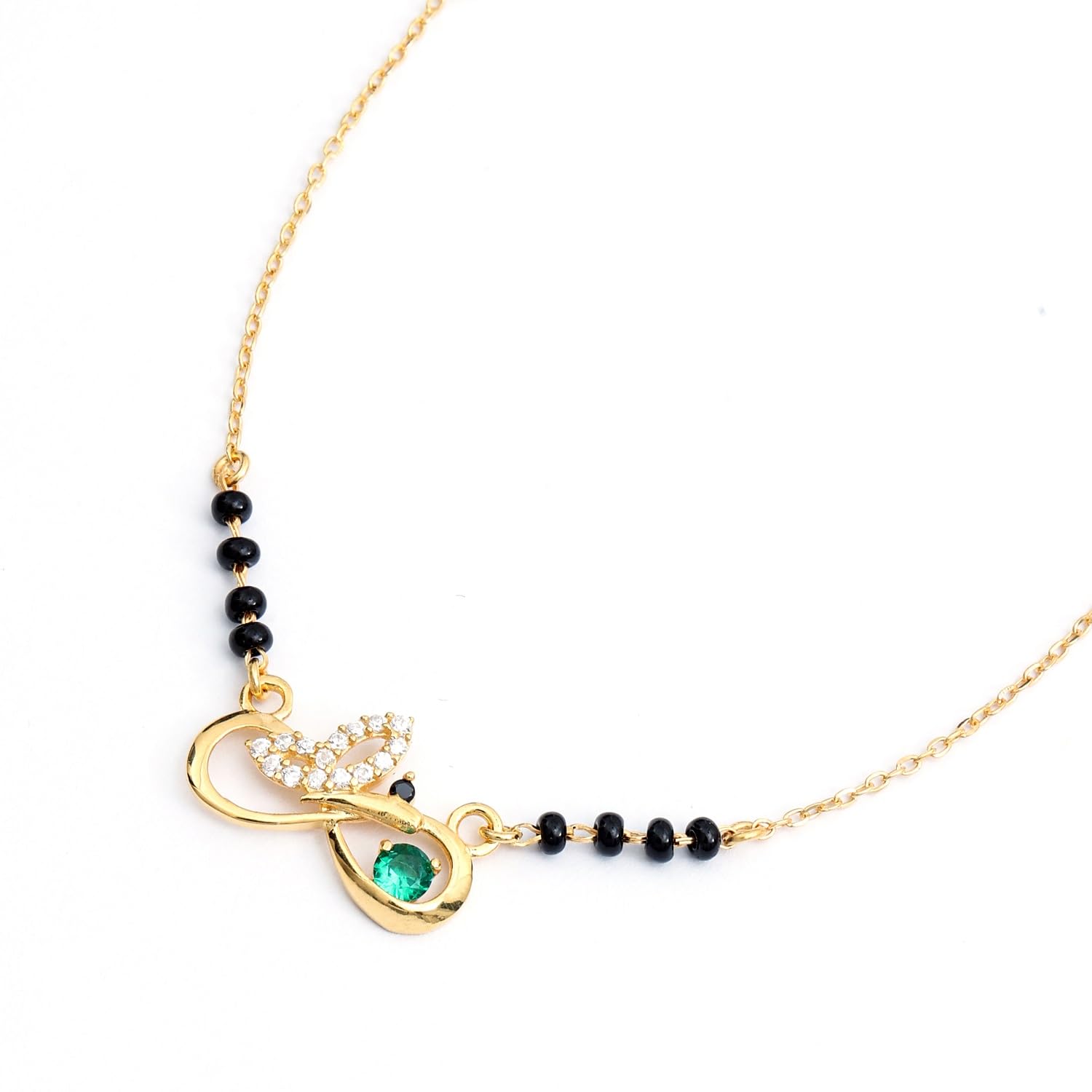 Infinity 18k Micron 1gm Gold Plated 925 Sterling Silver Black Mani 18 Inch Anti Tarnish Hypoallergenic Necklace Mangalsutra | Tanmaniya | Thali Chandi Jewellery | Pure Silver Gift for Women-image-45