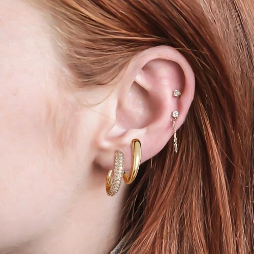 14K Gold Plated 925 Sterling Silver Post Hoop Earrings for Women | Statement Huggie Earrings Trendy Jewelry4