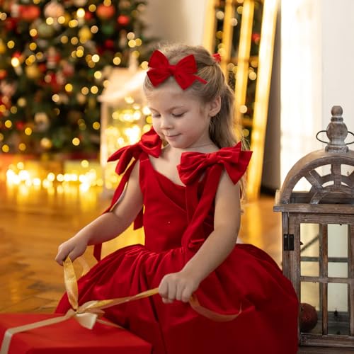 Christmas Baby Bows Handmade Velvet Headbands Tied Bow Elastic Nylon Hair Accessories for Baby Girls Newborn Infant 2 Pcs Christmas Gift Red Green3