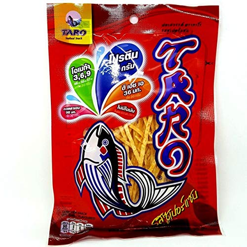 TARO-Thai Fish Snack Dried Food Low Fat Hot Chilli Flavored (Pack of 6)