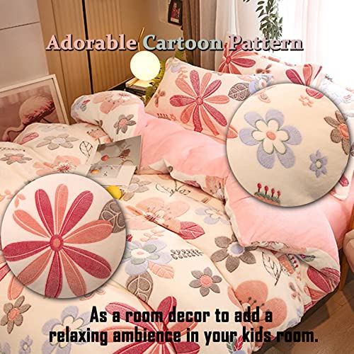 Morromorn Pink Duvet Cover Queen, Floral Bedding Sets, Comforter Covers Set, Down Alternative Blanket Ultra Soft Kawaii Cute Blooming Flowers For Girls Kids Teen Women Full Double Size #TOP3