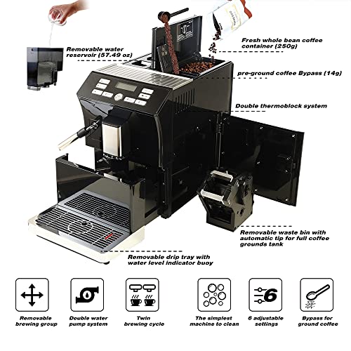 Cafetera expreso automática con espumador de leche miniatura 3