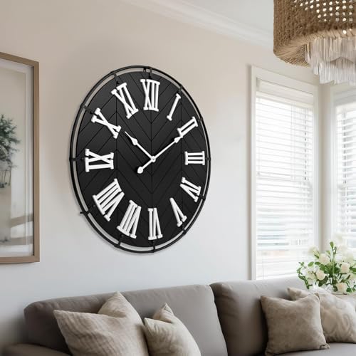 Horloge murale extra large 76,2 cm avec chiffres romains 3D