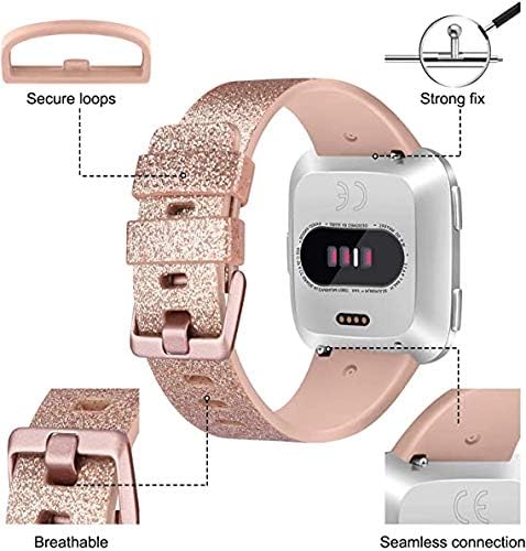 Miniatura 3 de Paquete de 3 bandas de silicona suaves compatibles con Fitbit Versa 2Fitbit VersaFitbit Versa Lite, bandas deportivas ajustables para mujeres y