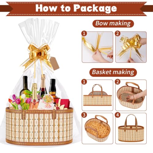 Image of Dreamtop 3 Set Baskets for Gifts Empty, Woven Bamboo Gift Basket Empty Large with Handles, Sturdy Gift Basket Kit Empty to Fill for Christmas Birthday Baby Shower Wedding Gift