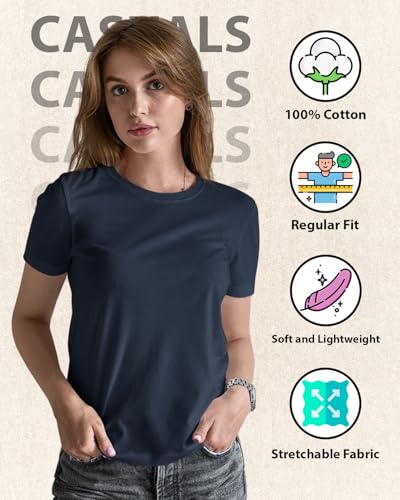 Image of XENOVAURBAN Womens T-Shirt Combo | 100% Cotton Women's Regular Casual T-Shirt Combo of 2