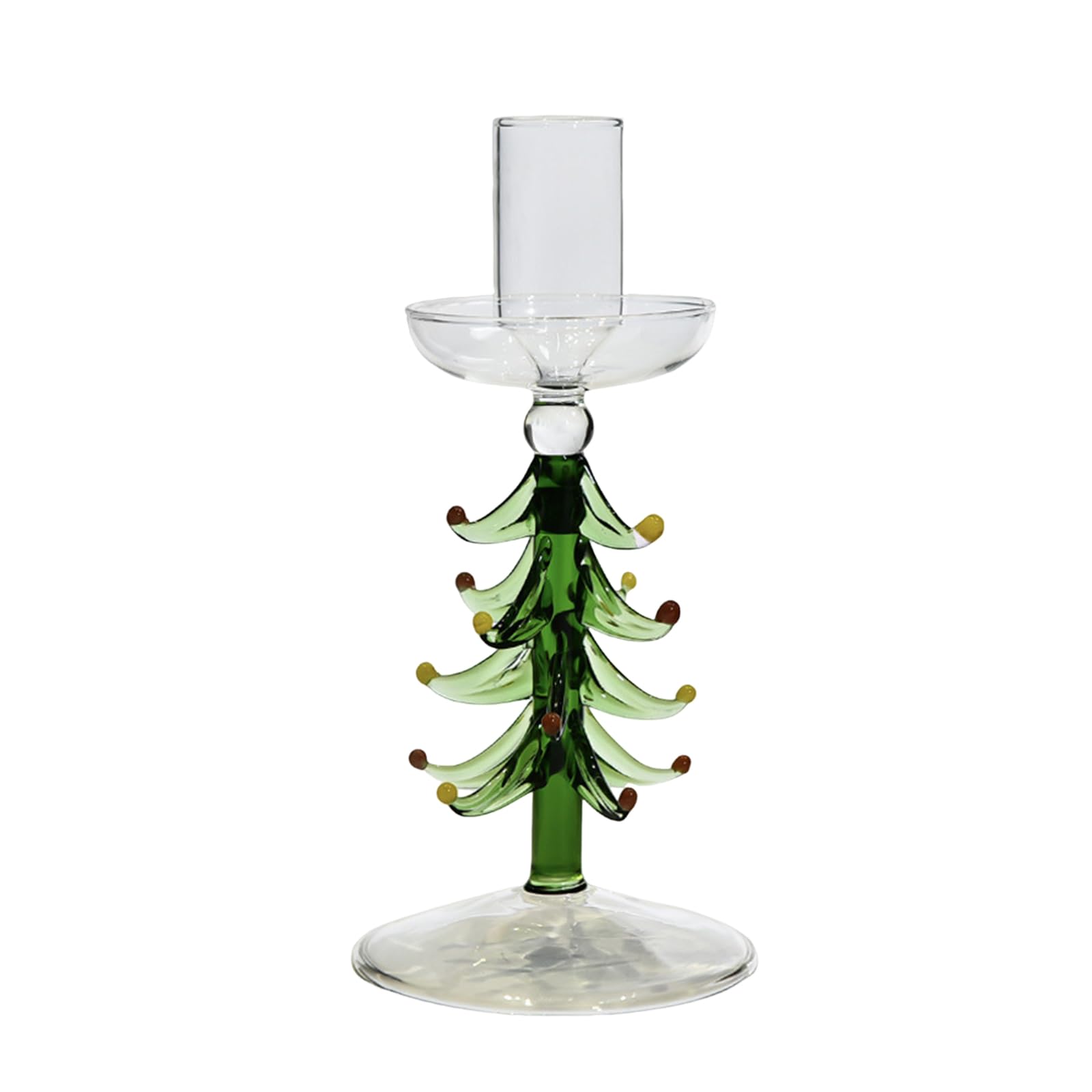 Artistic Glass Flame Possessors Modern Christmas Tree Shape Artisanal for Worktop Deck Celebratory Highlight Permanent Borosilicate Glass Festive Borosilicate Tree Candleholder Artisanal Craftsmanship
