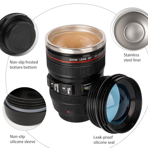 Taza de café con forma de lente de cámara miniatura 4
