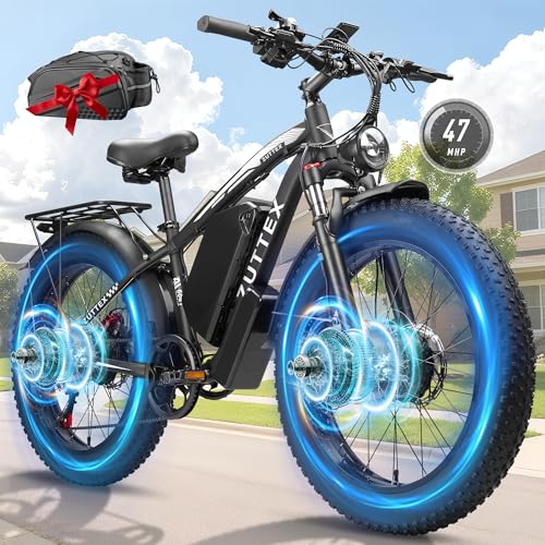 Qweepei Electric Bike for Adults Peak 6000W 52V 34AH Battery Fast 40-47MPH 100 Miles Range Dual Motor Ebike 24 Inch Fat Tire Electric Bicycle for All Terrain