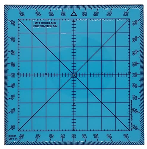 DMTT PL - Douglas 5 Inch Protractor Graduated in Degrees for Angle Measurements and map Plotting for Outdoor, Marine or air Navigation with map and Compass, Hiking, Orienteering and Survival.