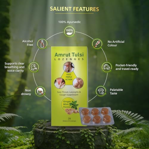 Image of Lozenges Ginger Mint Flavour | Herbal Throat Soother for Cough, Cold & Sore Throat | Pack of 12 (12 Strips)