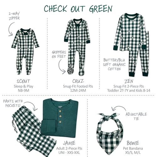 Image of Butterblu Family Jammies Matching Holiday Christmas Pajama Sets | GOTS Certified Organic Cotton for Baby, Toddler, Kids, Adults, and Pets, with Pockets, Perfect for Family Photos