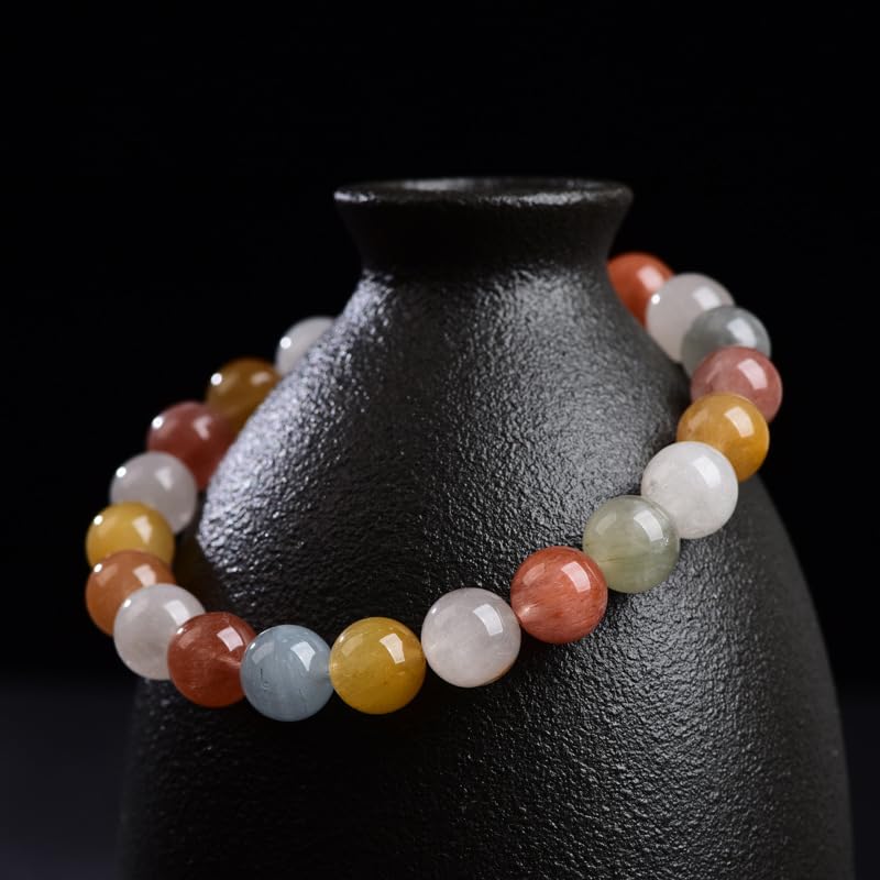 NIBHZ Bracciale da Donna con Perline di Cristallo Multicolore Naturale | Bracciale in pietra naturale da donna, bracciale con perle di pietre preziose per donna o uomo