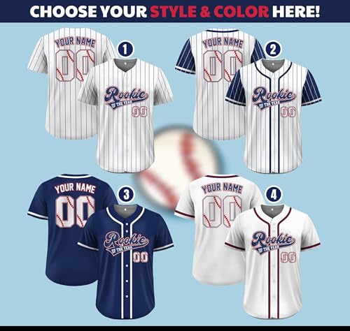 Personalized Mommy Daddy of The Rookie Baseball Jersey - Custom Rookie of The Year Jersey First Birthday Baseball Uniform Family Matching Outfits White miniatura 3