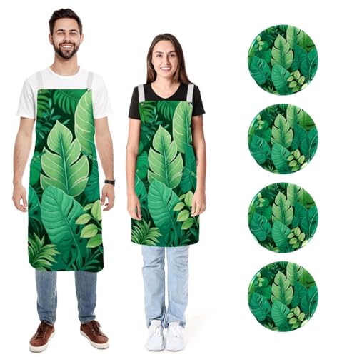 Tabliers de cuisine Feuilles d'été vertes tropicales pour éviter les taches
