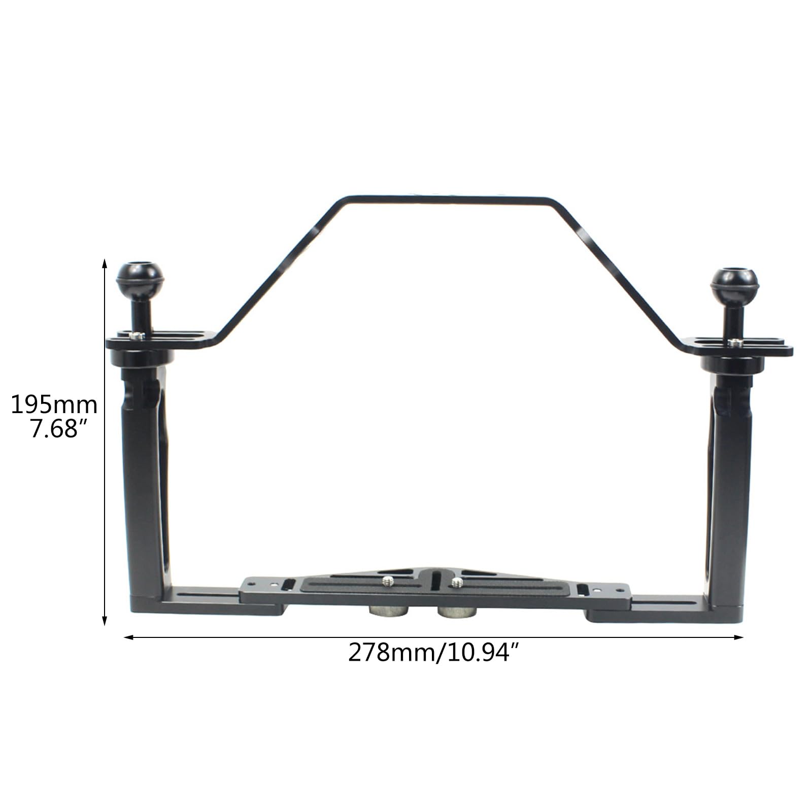 JAGTRADE Aluminium Alloy Underwater Video Light Stabilizer Tray Diving Light Stand Tray with Two Ball Handle for Action Cameras, Black