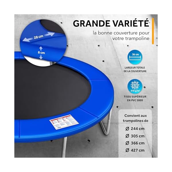 KIDUKU® 244 305 366 427 cm Coussin de Protection pour Trampoline Couverture Rembourrage | résistant aux intempéries | aux UV et au Gel 51DK732Th3L. SS600