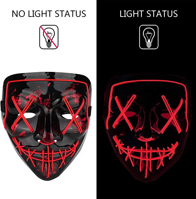 Image of Party Propz Horror mask for men - 1 Pcs, Ghost Face | hacker mask | horror face | devil Masks | Masks for party | light masks | Neon Party (Red)