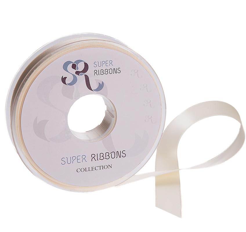 SR SUPER RIBBONS®™- Full Reel 38mm Double Faced Satin Ribbon, 20 Metres on Reel - Cream