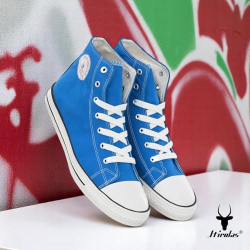Image of Hirolas Men's Vulcanized Canvas Rubber Toe High Ankle Skateboard Sneakers Shoes.