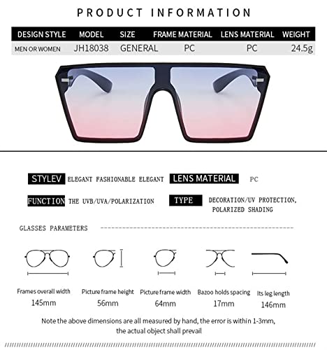 XINXIN Large Frame Square Men and Women Outdoor Sunglasses, Street Shooting Holiday Beach Glasses (Color : B, Size : Medium)4