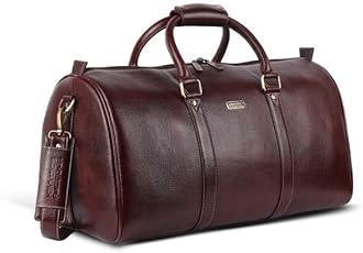 Duffle Bag for Travel (22") - Genuine Leather, Water-Resistant -Ideal Cabin Bag for Flight -Men and Women's Weekender Travel Bag for Luggage (22 Inch, Brown)