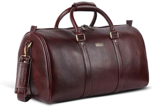 Duffle Bag for Travel (22") - Genuine Leather, Water-Resistant -Ideal Cabin Bag for Flight -Men and Women's Weekender Travel Bag for Luggage (22 Inch, Brown)