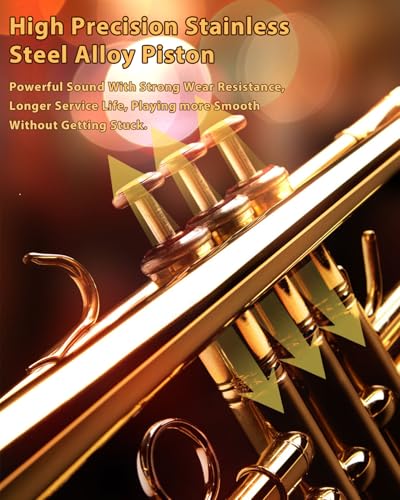 bb standard trumpet set for beginner or advanced student brass student trumpet instrument with hard case cleaning kit 7c mouthpiece and gloves gold