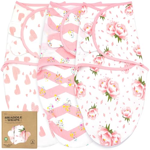 Bublo Baby Newborn Swaddle Blanket for 0-3 Month, Swaddles for Newborns Baby Girls Boys, 100% Organic Cotton Nursery Swaddling Blankets, Adjustable...