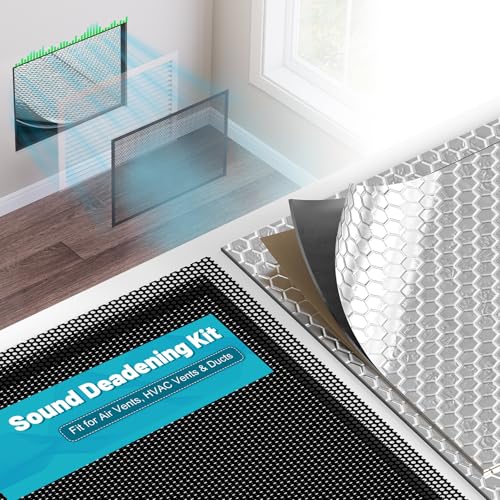 Chiligent Sound Deadening Kit for Vent Vibration Damping and Noise Reduction Soundproofing Mats & Mesh Vent Covers for Air Vents HVAC Vents & Ducts Black