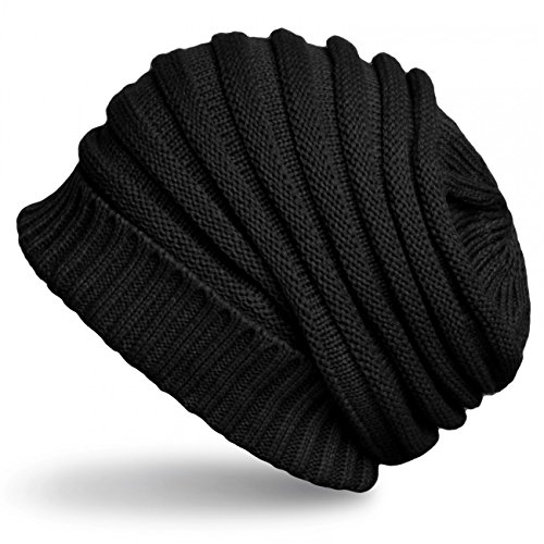 Caspar MU081 Unisex Winter Strick Beanie Mütze, Farbe:schwarz, Größe:One Size