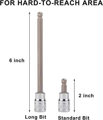 Miniatura 5 de Mayouko Juego de llaves hexagonales extra largas de 38 pulgadas, 18"-38", 0.118-0.394 in, SAE y métrico, 5.9 pulgadas de longitud
