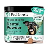 Dog Breath Freshener Dental Powder for Teeth Cleaning Plaque Off, Dental Care for Dogs, Tartar Remover for Teeth with Natural Herbal Blend + Postbiotics (Mint - 30 Servings)