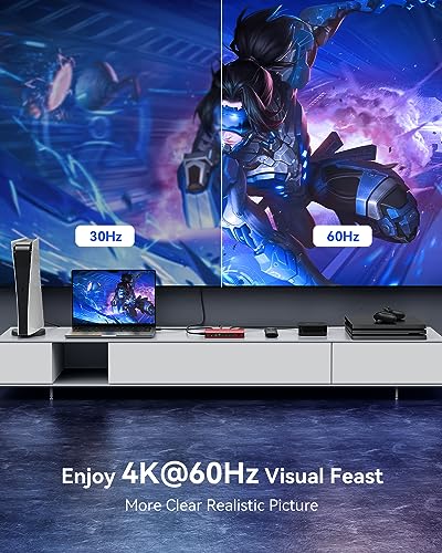 Image of HDMI Switch 5 in 1 Out 4K@60Hz, GANA HDMI Splitter Switcher with Remote, Aluminum HDMI 2.0 Switch Box Hub for 3D, HDCP2.2, HDR, Compatible with Xbox, PS5 /4 /3,Fire Stick,Roku,Blu-Ray Player, Red