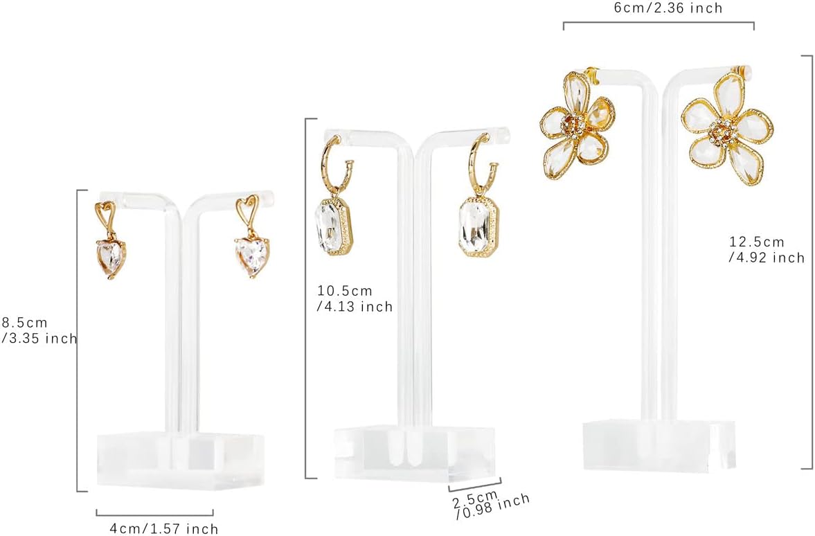 GemeShou clear t bar earring displays for jewelry, cute earring holder stand for show, transparent hoop earring hangers mini acrylic online business