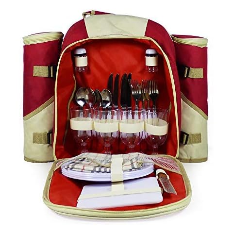 Fine Food Hampers 4 Person Picnic Backpack with Fitted Accessories - Perfect for Birthday, Wedding Anniversary, Thank You, Business and Corporate Cover