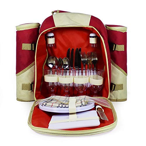 Fine Food Hampers - Mochila de picnic para 4 personas con accesorios ajustados, perfecto para cumpleaños, aniversario de boda, gracias, negocios y corporativos.